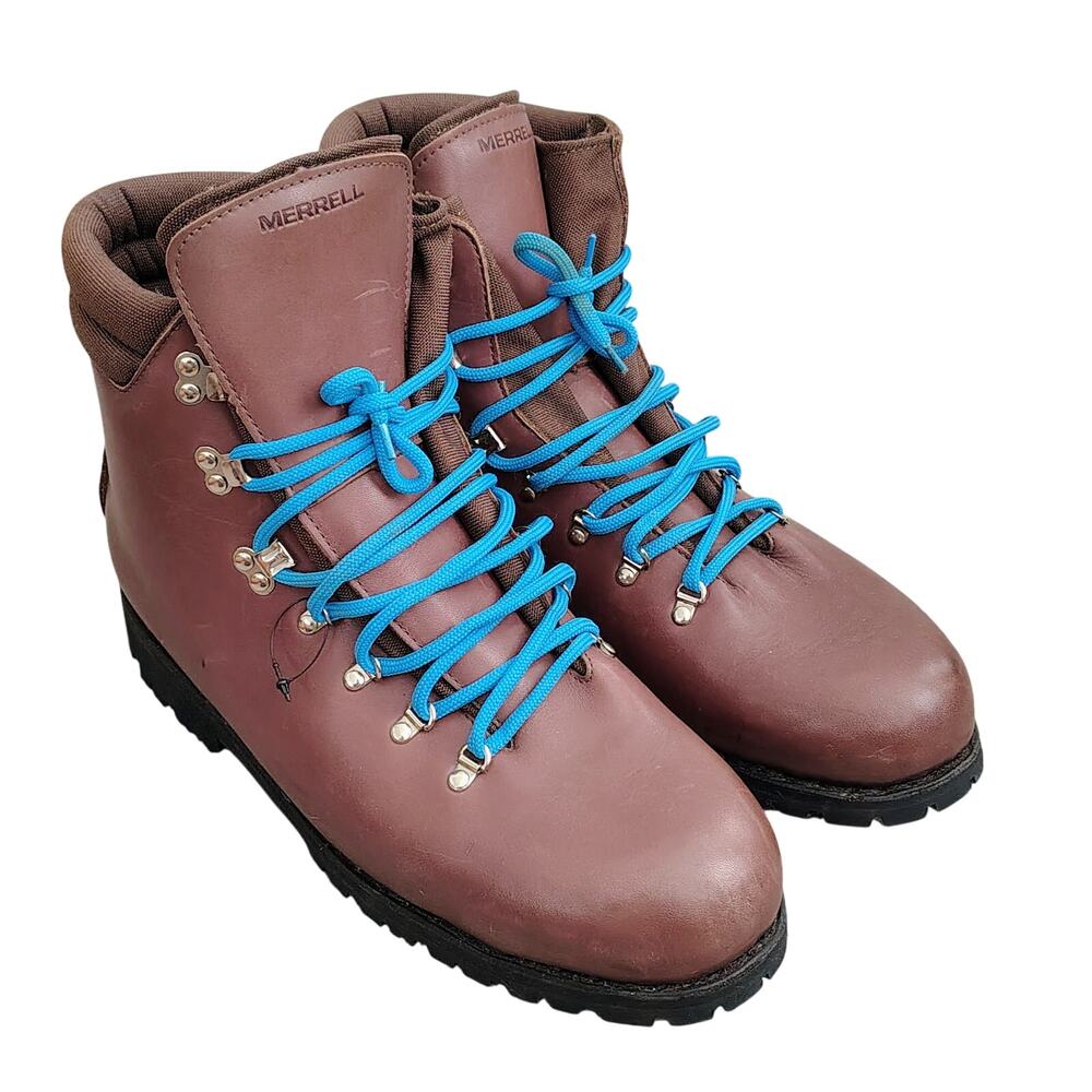 Merrell Brown Leather Steel Toe Work Boots Mens Size 14 Lace up Vibram Safety